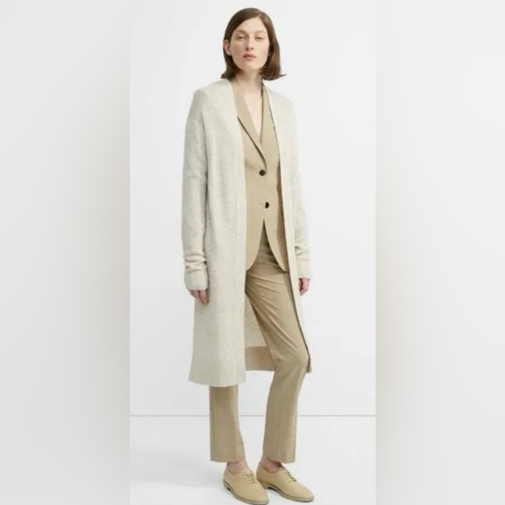 Theory Cream Long Open-Front Women's Cardigan